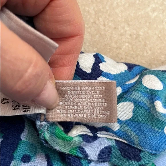 Chico's Blue and Green Patterned 3/4  Sleeve Top - Picture 3 of 5